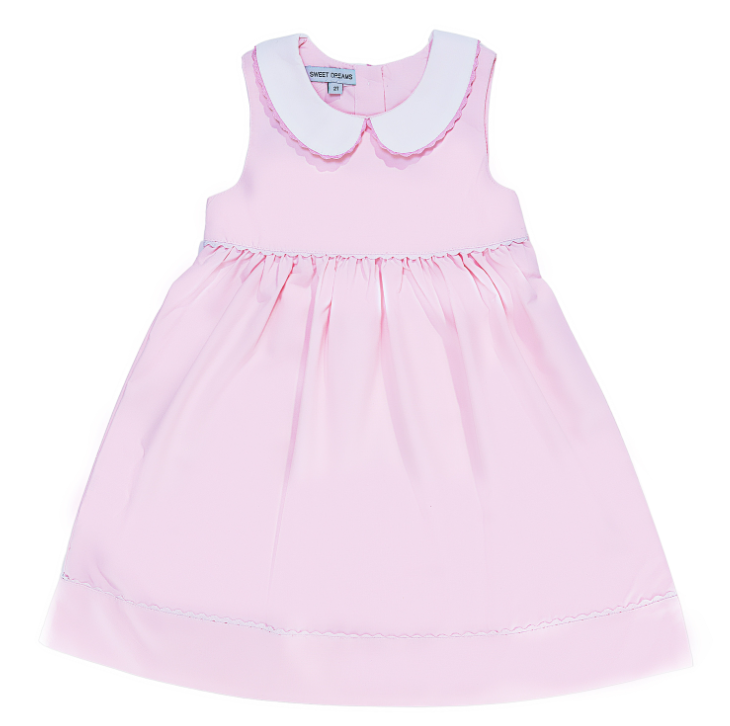 PINK DRESS W/WHT&PNK RIC RAC TRIM
