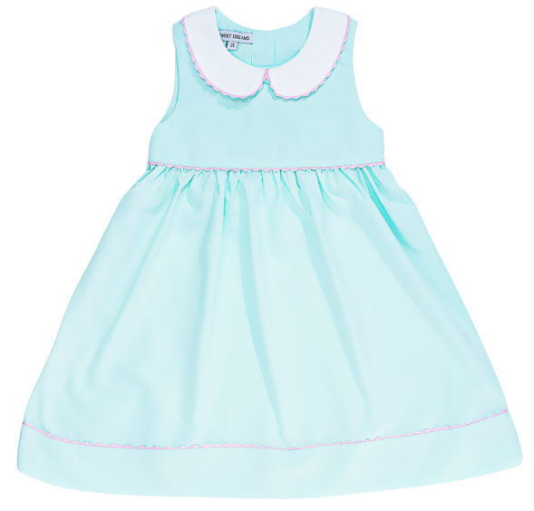 MINT DRESS W/PINK RIC RAC TRIM
