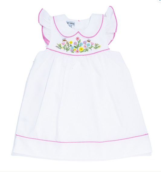 LUXEMBOURG GARDEN EMB FLOWER DRESS