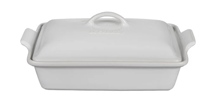 COVERED RECT CASSEROLE WHITE