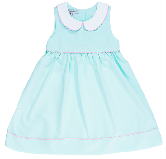 MINT DRESS W/PINK RIC RAC TRIM